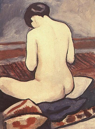 August Macke Sitting Nude with Cushions Spain oil painting art